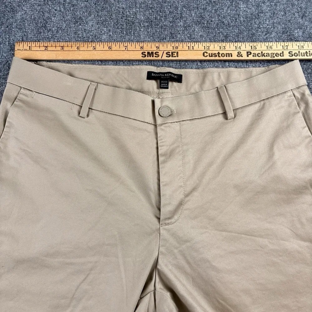 Banana Republic Slim Fit Pants Mens 35x32  Khaki Chino Preppy Ivy League Office
